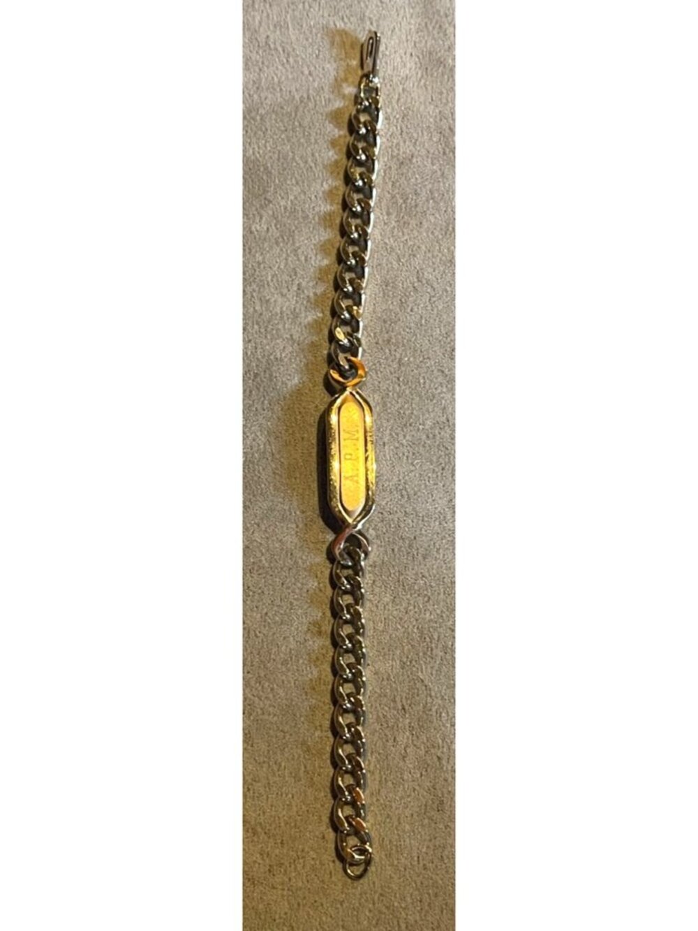 Vintage 50s Speidel ID Bracelet Chunky Curb Gold Tone Chain USA MCM